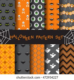 10 different halloween vector patterns. Endless texture can be used for wallpaper, pattern fills, web page,background,sur face