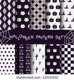 10 different halloween vector seamless patterns. Endless texture can be used for wallpaper, pattern fills, web page,background,surface