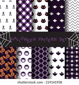 10 different halloween vector seamless patterns. Endless texture can be used for wallpaper, pattern fills, web page,background,surface