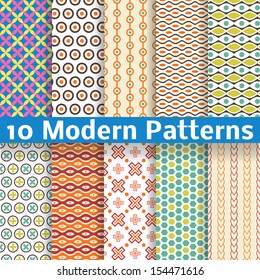 10 Different modern vector seamless patterns (tiling). Texture can be used for printing onto fabric and paper or scrap booking.