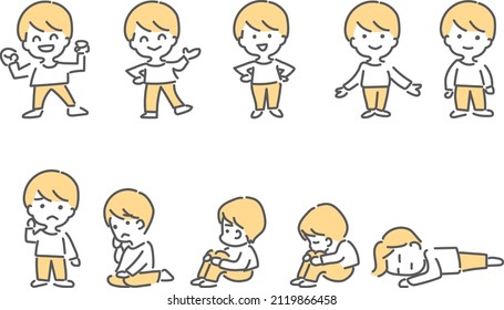 10 different pose male icon set.