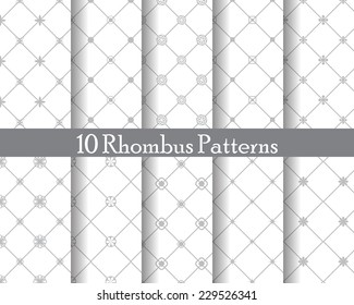 10 different rhombus seamless patterns,  Endless texture can be used for wallpaper, pattern fills, web page background,surface textures.