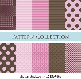 10 different vector seamless patterns (tiling). Endless texture can be used for wallpaper, pattern fills, web page background,surface textures. Geometric ornaments.