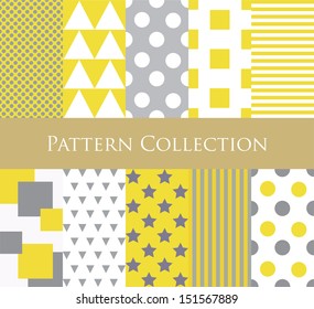 10 different vector seamless patterns (tiling). Endless texture can be used for wallpaper, pattern fills, web page background,surface textures. Geometric ornaments.