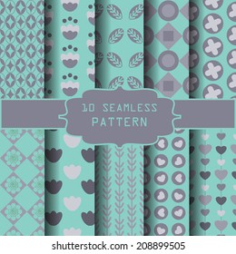 10 different vector seamless patterns. Endless texture can be used for wallpaper, pattern fills, web page background,surface textures. vintage and sweet style 