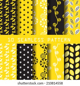 10 different vector seamless patterns natural concept. Endless texture can be used for wallpaper, pattern fills, web page background,surface textures. 