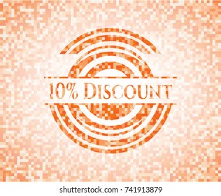 10% Discount abstract orange mosaic emblem