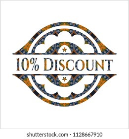 10% Discount arabic badge. Arabesque decoration.