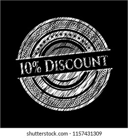 10% Discount chalk emblem written on a blackboard