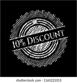 10% Discount chalkboard emblem on black board