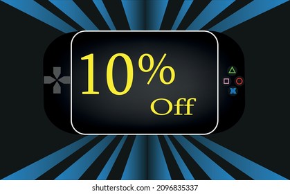 10% discount coupon for electronic items black blue yellow