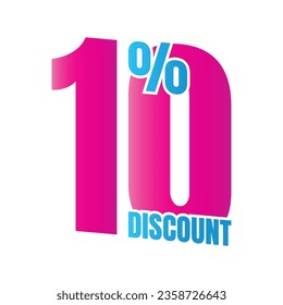 10% discount deal sign icon, 10 percent special offer discount vector, 10 percent sale price reduction offer design, Friday shopping sale discount percentage icon design