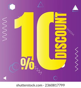 10% discount deal sign icon, 10 percent special offer discount vector, 10 percent sale price reduction offer design, Friday shopping sale discount percentage icon design