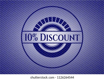 10% Discount emblem with denim high quality background