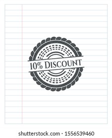 10% Discount emblem draw with pencil effect. Vector Illustration. Detailed.