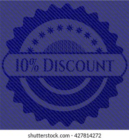 Emblema de descuento del 10% con fondo jean