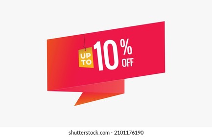10% Discount offer price label, Red price tag for online stores