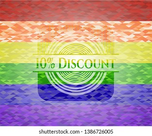 10% Discount on mosaic background with the colors of the LGBT flag