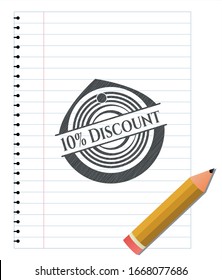 10% Discount pencil effect. Vector Illustration. Detailed.