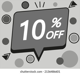 10% discount price sign. gray vector for stores