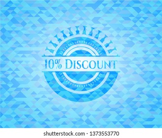 10% Discount realistic light blue mosaic emblem