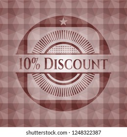 10% Discount red geometric pattern emblem. Seamless.