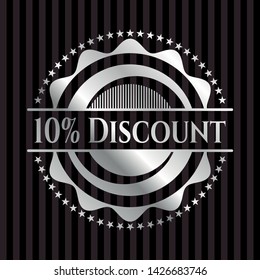 10% Discount silver badge. Vector Illustration. Mosaic.