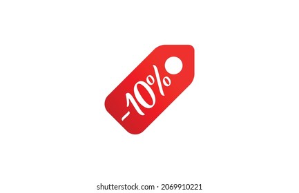 -10% Discount Tag Icon Vector Template Flat Illustration Design