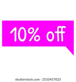 etiqueta de 10% desconto, texto em magenta e branco. Promoções de marketing, vendas no varejo. Marca de oferta simples. Etiqueta minimalista. Dez por cento