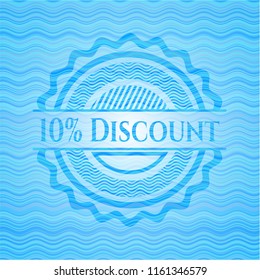 10% Discount water wave representation style badge.