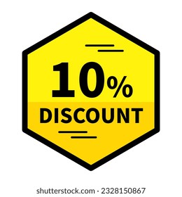 10 Descuento En Forma Hexagonal De Color Amarillo Para La Venta De Publicidad
