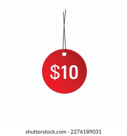 $10 Dollar price icon. 10 USD Price Tag.