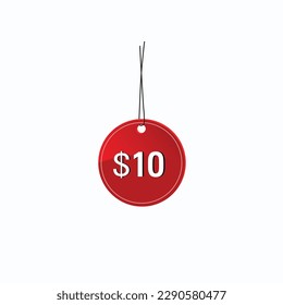 10 dollar price tag. 10$ dollar USD price symbol. price 10 Dollar sale banner in USD. Business or shopping promotion marketing concept.