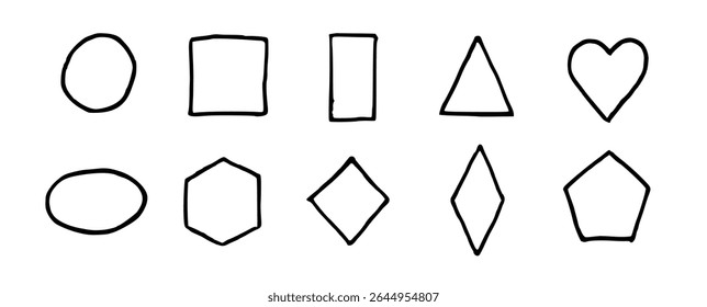 10 Formas Doodle Relleno de Imagen de Vector Geométrico Forma Icon Paquete