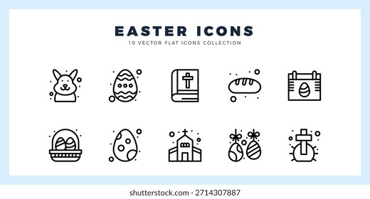 10 Easter Lineal icon pack. vector illustration.