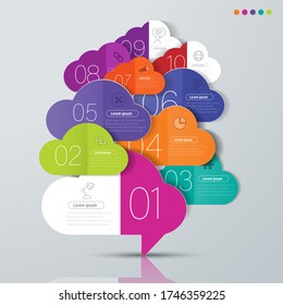 10 elementos gráfico color de papel origami en plantilla info-gráfica vectorial para la gráfica de presentación de diagrama
y concepto de negocio con opciones de 5 ó 6 elementos
