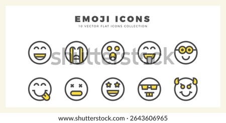 10 Emojis Two Color icon pack. vector illustration.