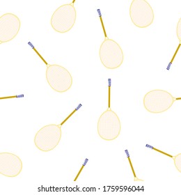 10 EPS. Vector image. Pattern of a badminton racket on a white background.