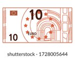 10 Euro banknote. Vector line art illustration.