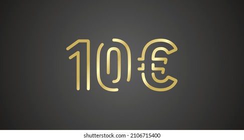 10 Euro internet website promotion sale offer big sale and super sale coupon code golden 10 Euro discount gift voucher coupon vector illustration