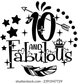 10 and fabulous black vector graphic design and cut file 