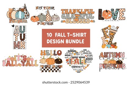 10 Fall T-Shirt Design Bundle