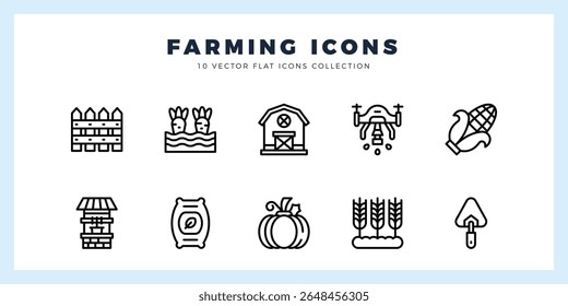 10 Farming Lineal ícones pack. ilustração vetorial.