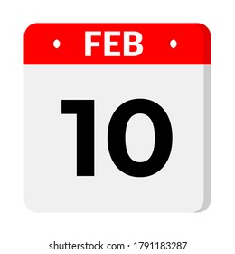 10 February calendar icon, vector illustration