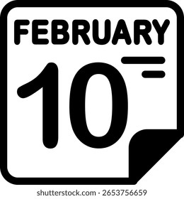 10 February Calendar Semi Solid minimalist Icon