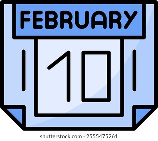 10 February Filled Style Icon Design
