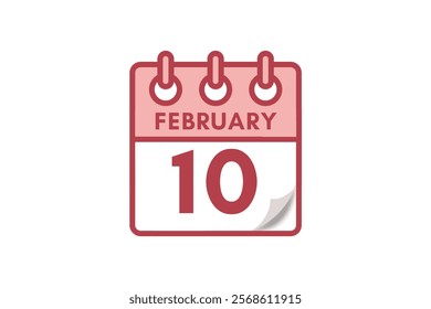 10 February month single day vector, illustration, calendar with maroon, rose and white color background calendar February 10