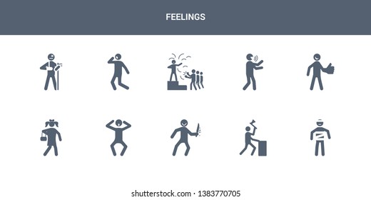 10 feelings vector icons such as sick human, awesome human, awful human, bad beautiful contains better blah blessed bo broken feelings icons