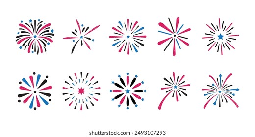 10 Conjunto de Vector de fuegos artificiales Colección