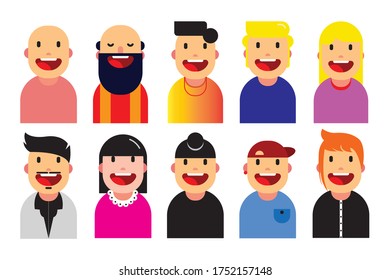 10 Flat Vector Chracter Faces